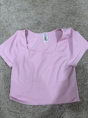 Nikibiki Light Pink Square Neck Crop Tee